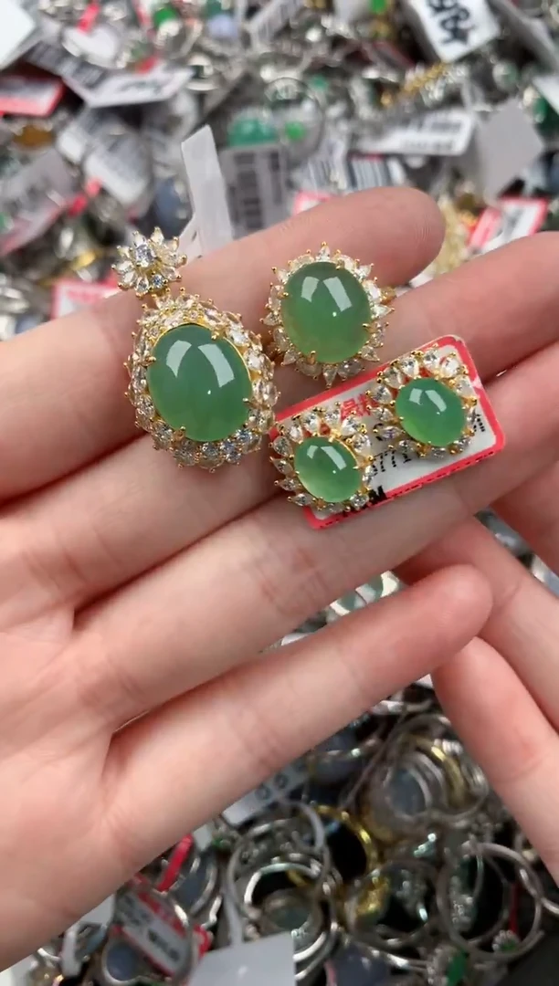 银S925镶嵌戒指翡翠444       9