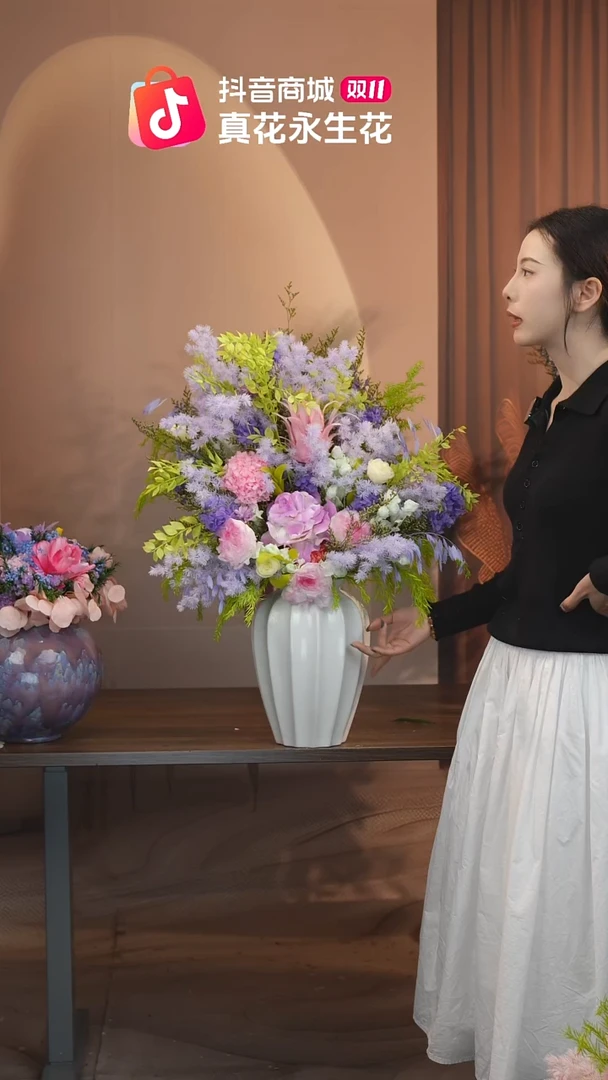 木图片款式：花+花瓶一整套