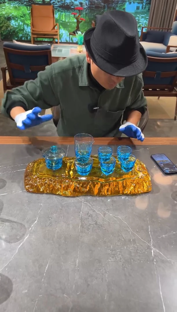 【闪购商品】摆件BML010蓝色茶杯一套