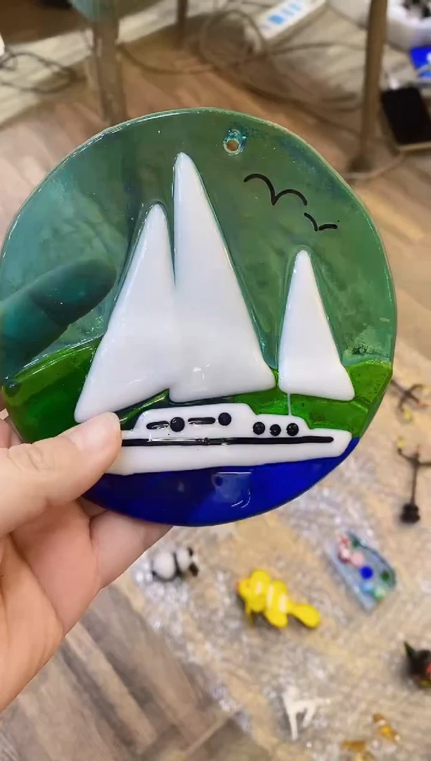 【闪购商品】琉璃手工艺品帆船片片