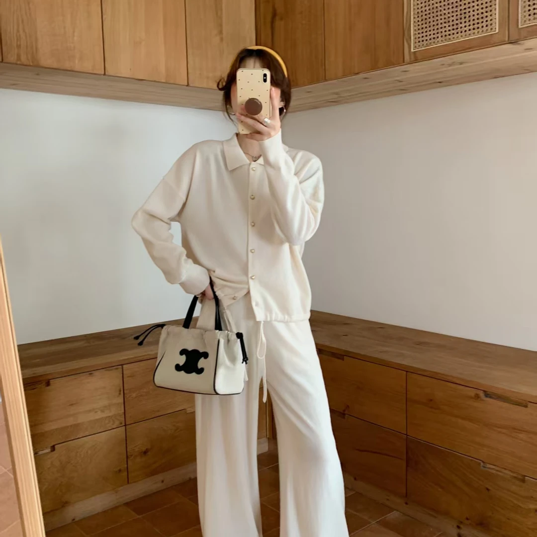 翻领针织开衫宽松慵懒风