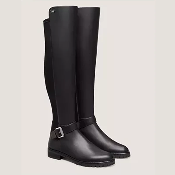 Stuart Weitzman斯图尔特Biker City Boot女士过膝靴牛皮拼弹力布