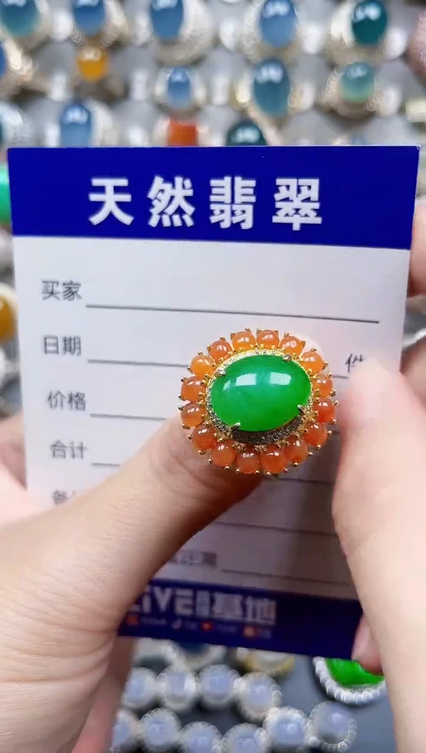 银S925镶嵌戒指翡翠579