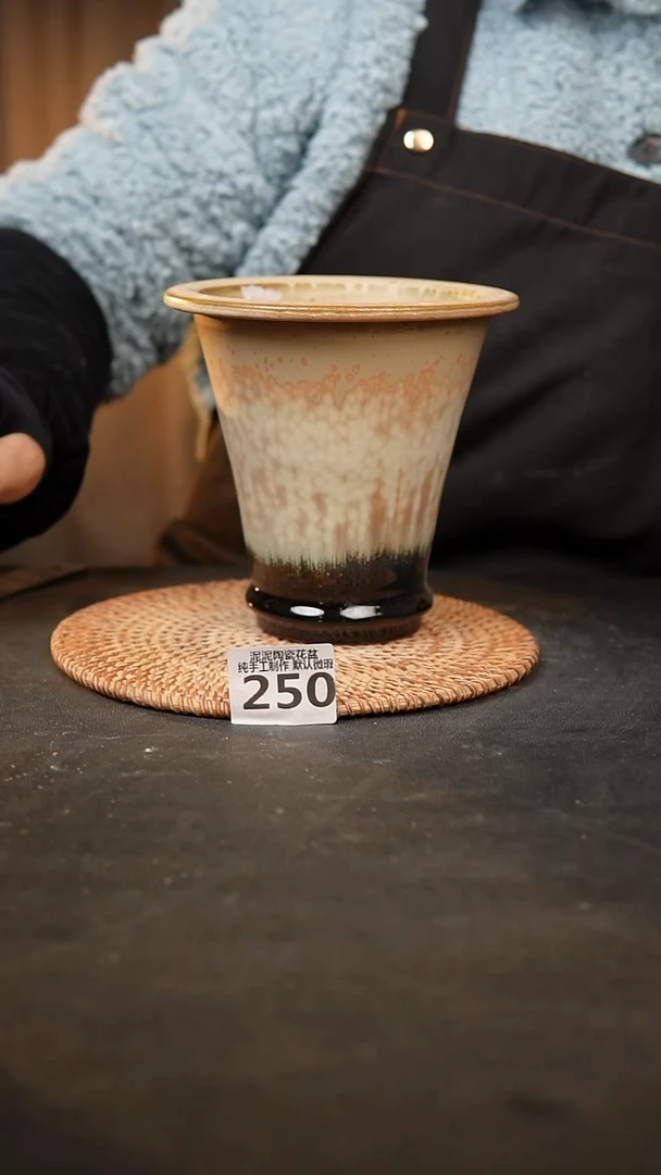 【闪购商品】瓷片250泥泥手工花盆口12高14