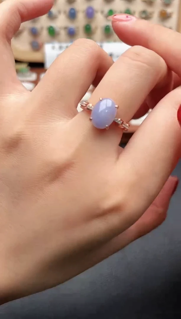 银S925镶嵌戒指翡翠一物一证一礼盒