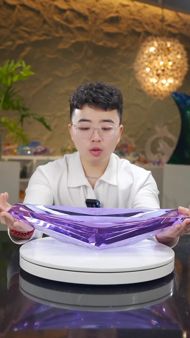 手工艺品琉璃金紫色船型果盘冰壶