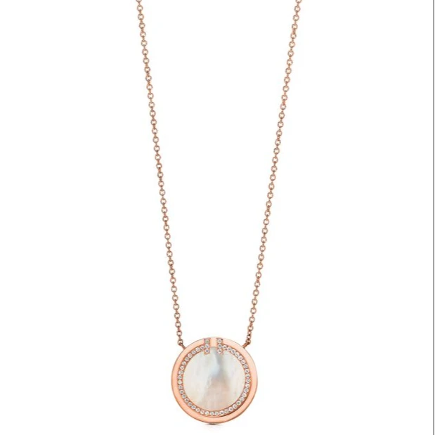 99新 Tiffany & Co./蒂芙尼 蒂芙尼钻石和珍珠母贝圈形项链/盒子