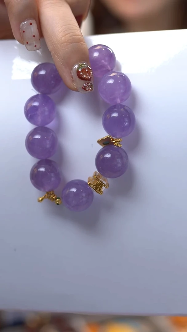 银S925镶嵌颈饰水晶心如珠宝 紫水晶手串