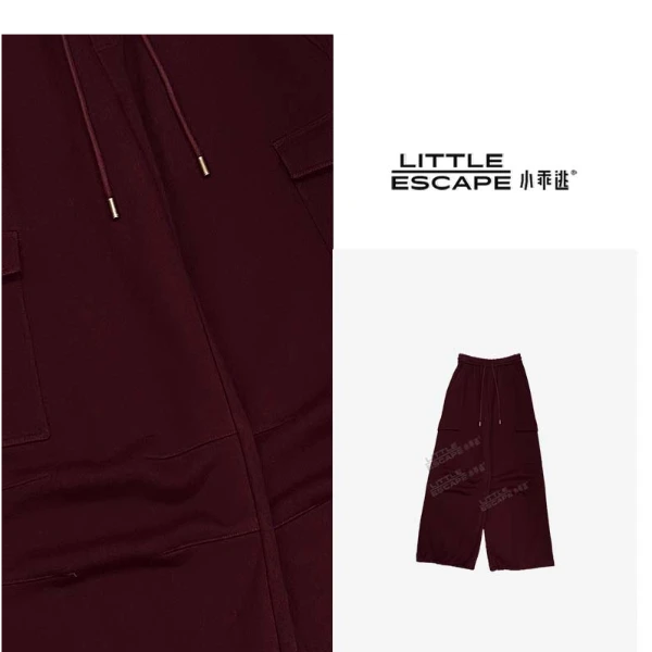 小乖逃休闲时尚酒红色长裤工装裤紫色长裤工装卫裤休闲裤250918