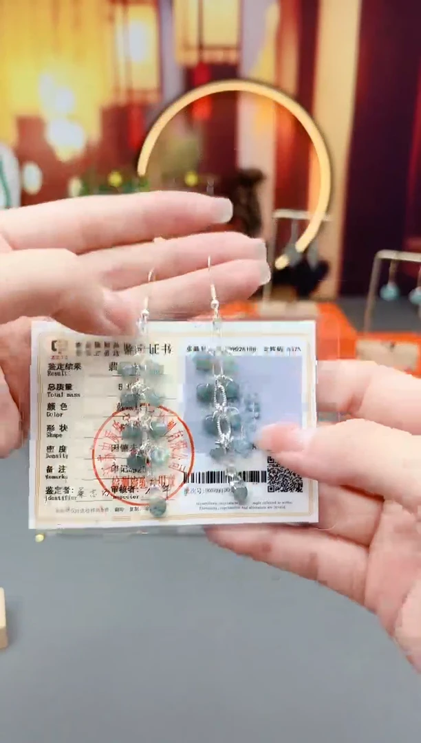 银S925镶嵌翡翠耳饰911