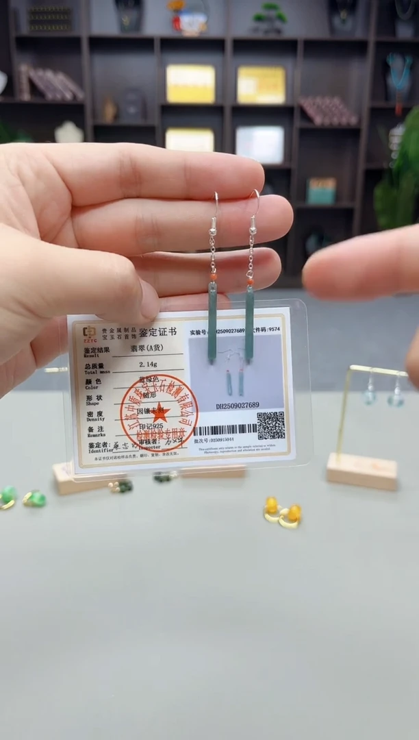 银S925镶嵌翡翠耳饰新6