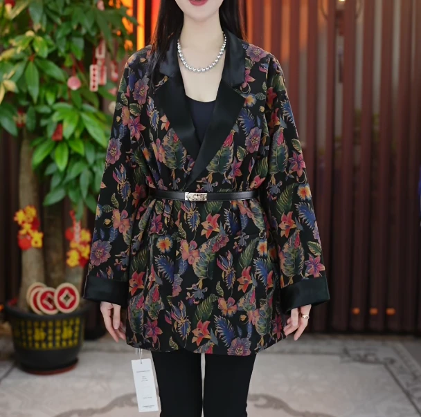 【禧禧家定制】花百万桑蚕丝香云纱外套J24013