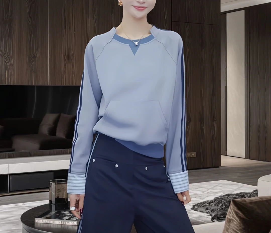 春季走秀款不规则设计感卫衣女时尚减龄拼接洋气潮流ins百搭上衣