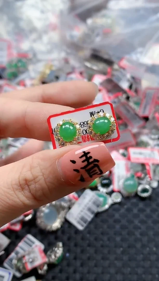 银S925镶嵌戒指翡翠天然A货缅甸翡翠