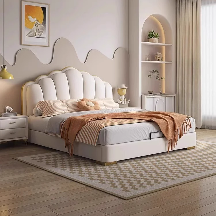 儿童床男孩女孩公主床贝壳儿童床现代主卧大床小户型实木软体床