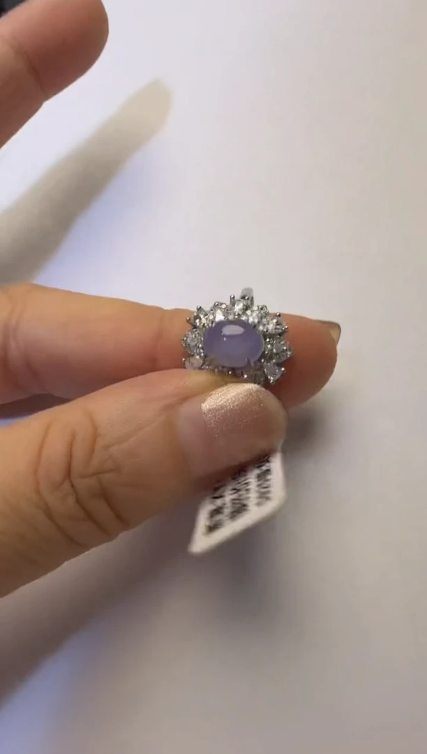 银S925镶嵌戒指翡翠925银镶缅甸A货翡翠戒指