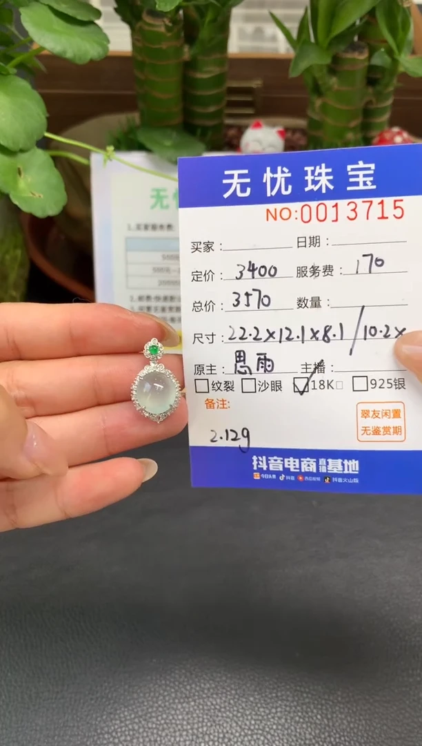 18K金镶嵌定制翡翠路*芽Q187
