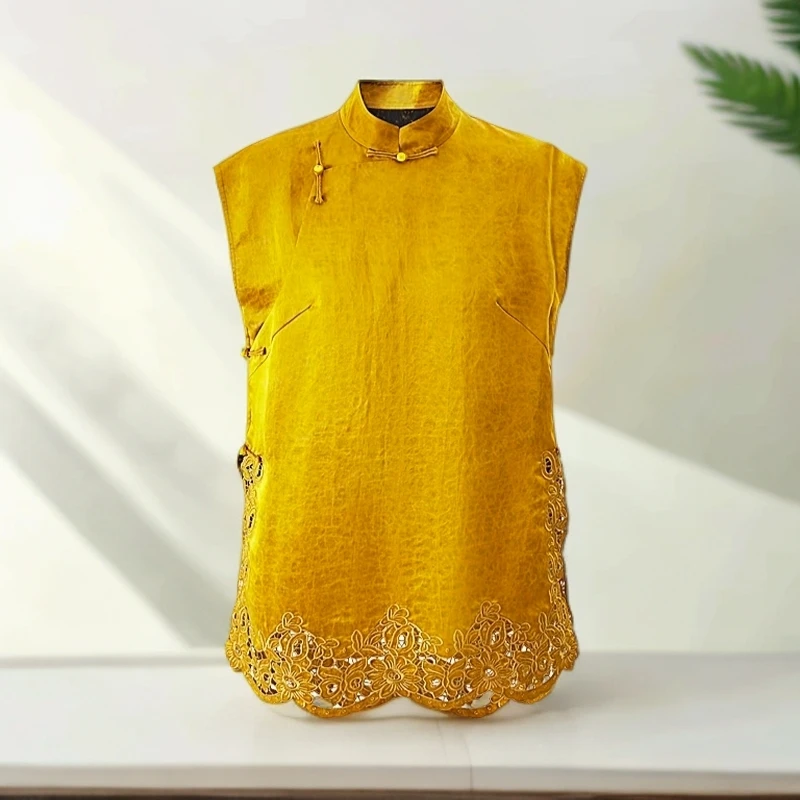 『传承/富贵荣华』新中式夏季新款香云纱龟裂纹马甲