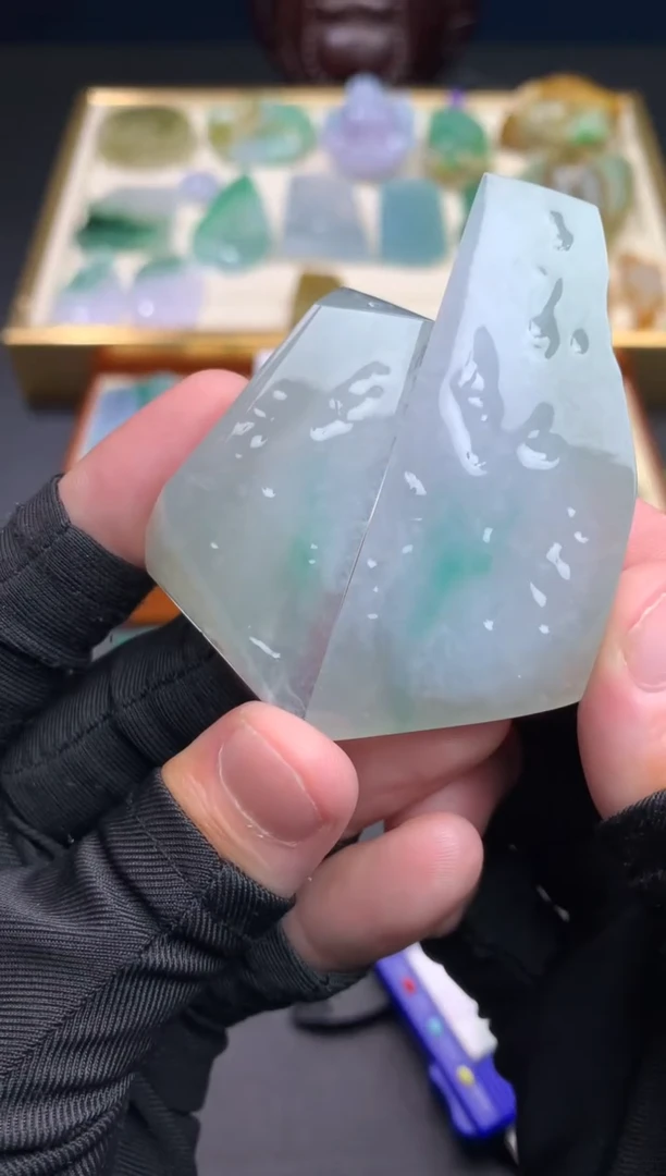未镶嵌定制翡翠天然翡翠裸石一对（包工）