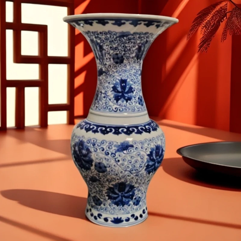 AS12563 清光绪 青花花菇赏瓶  A0