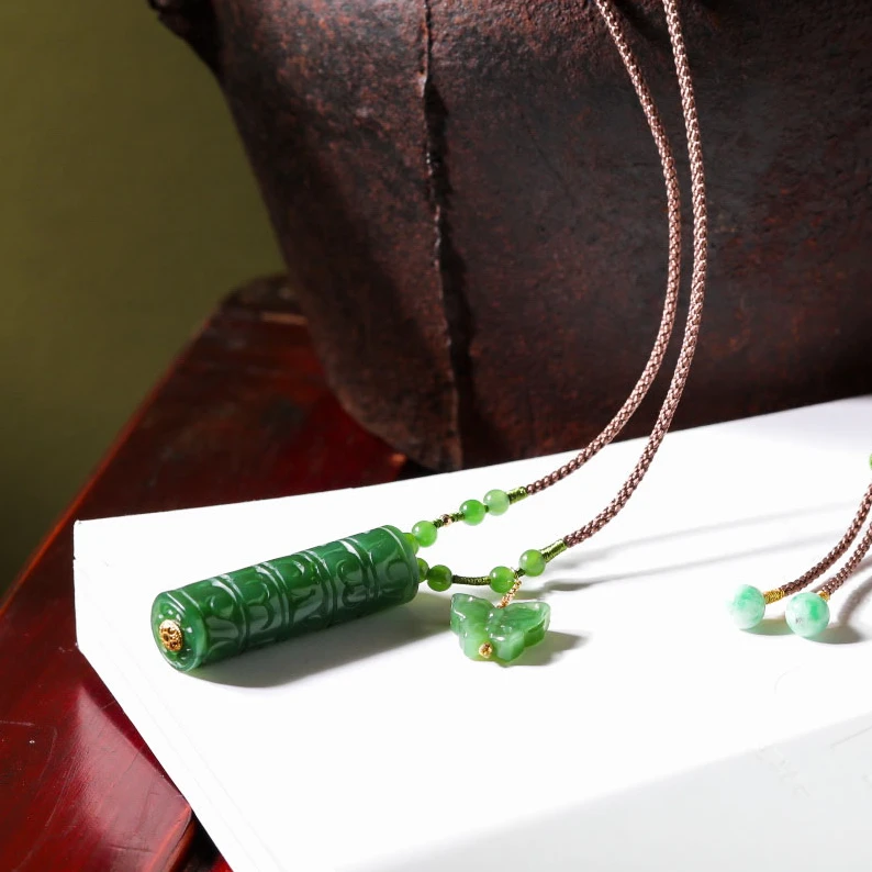 【意婵】《山夏》“新粉必拍”（40mm+）18k金老俄料碧玉路路通项链911701