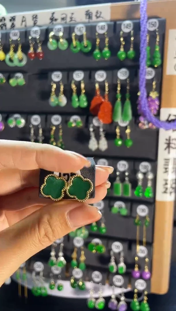 【闪购商品】翡翠耳饰银S925镶嵌155...