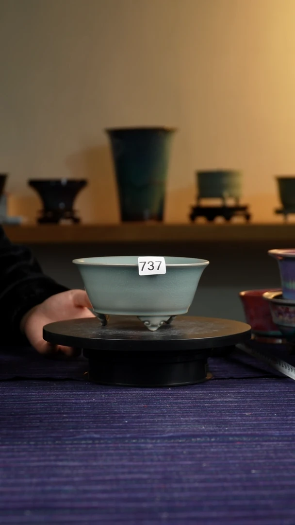 737高足古拙汝釉7.5/5/15.5/14