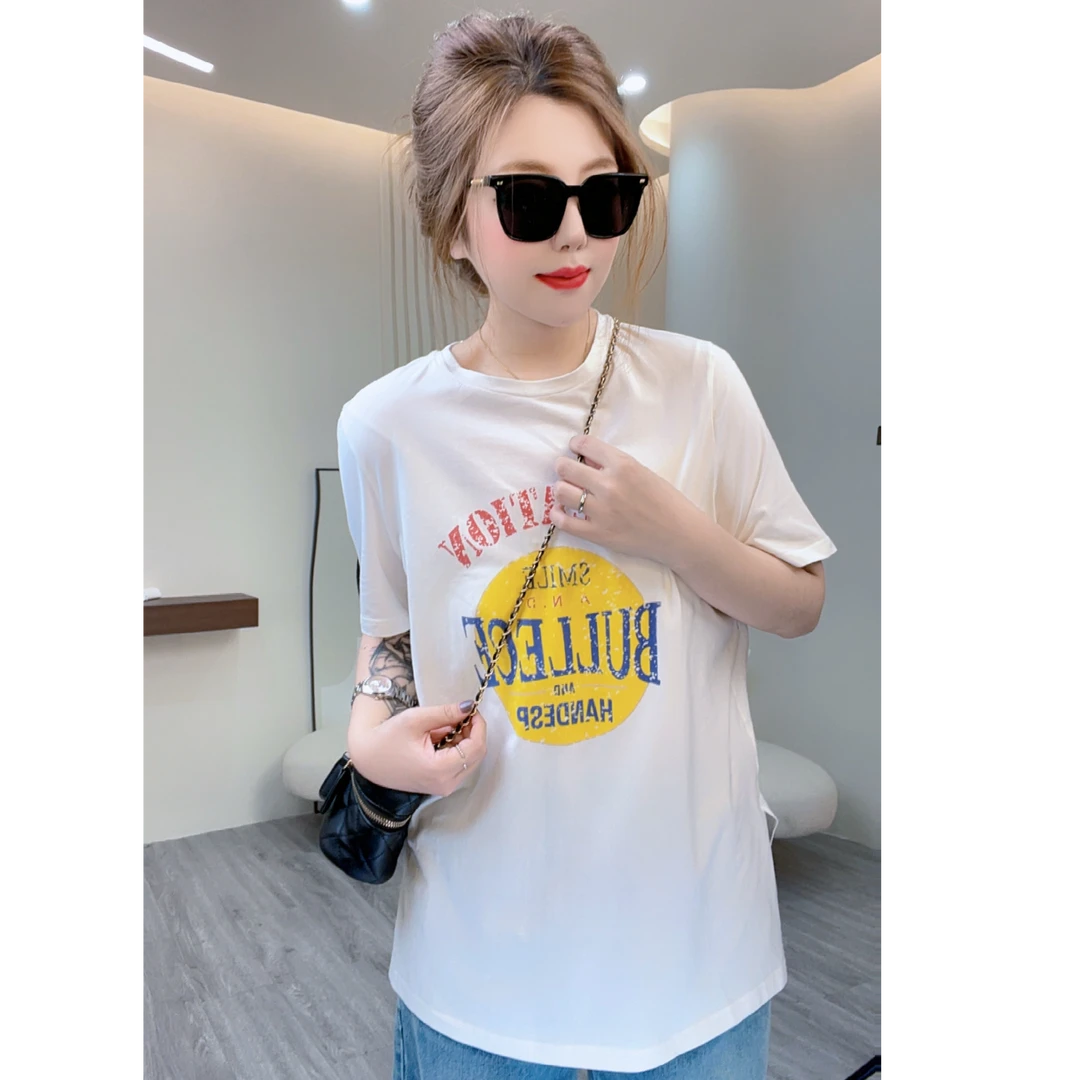 印花长T恤短袖打底衫百搭基础时尚 6940