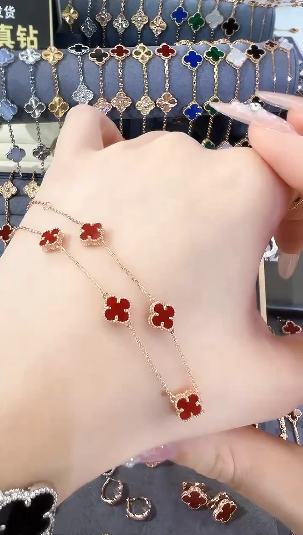 【闪购商品】玛瑙/玉髓手链18K金镶嵌红色手链