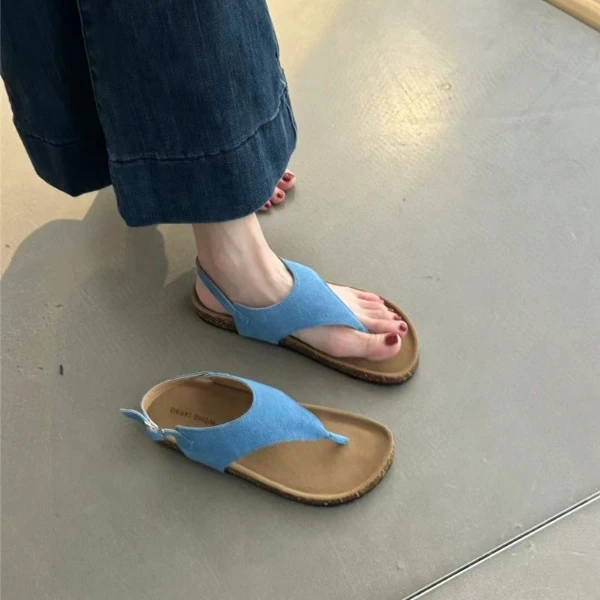 DPX-Q7788-8小众设计感时尚2025凉鞋韩版极简约磨砂夹趾罗马凉鞋