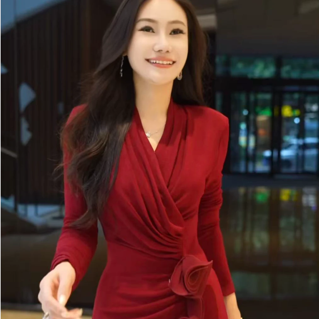 【袁小姐】玫瑰之约 法式轻奢高端氛围感气质收腰连衣裙-HZ999