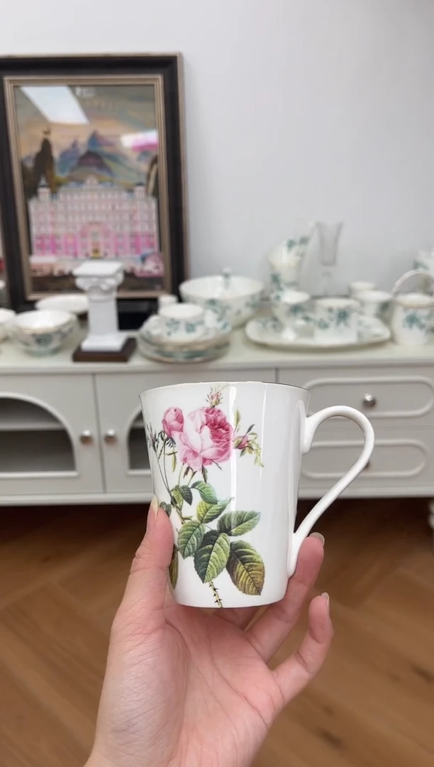 杯玫瑰高骨骨瓷马克杯
