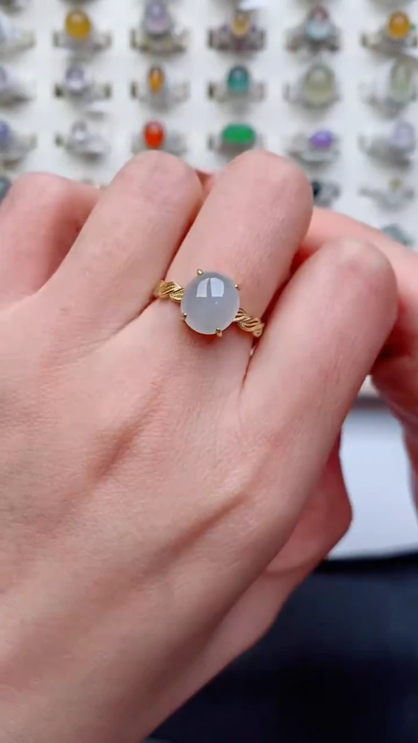 银S925镶嵌戒指翡翠...