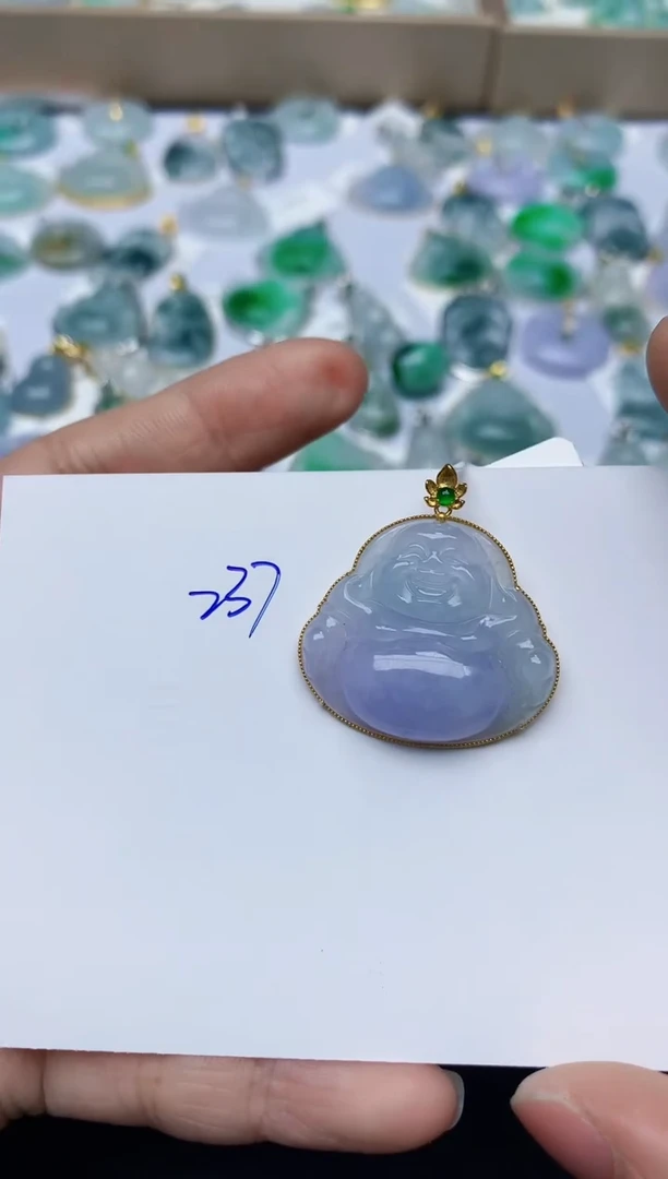 【闪购商品】翡翠颈饰18K金镶嵌天然翡翠A货