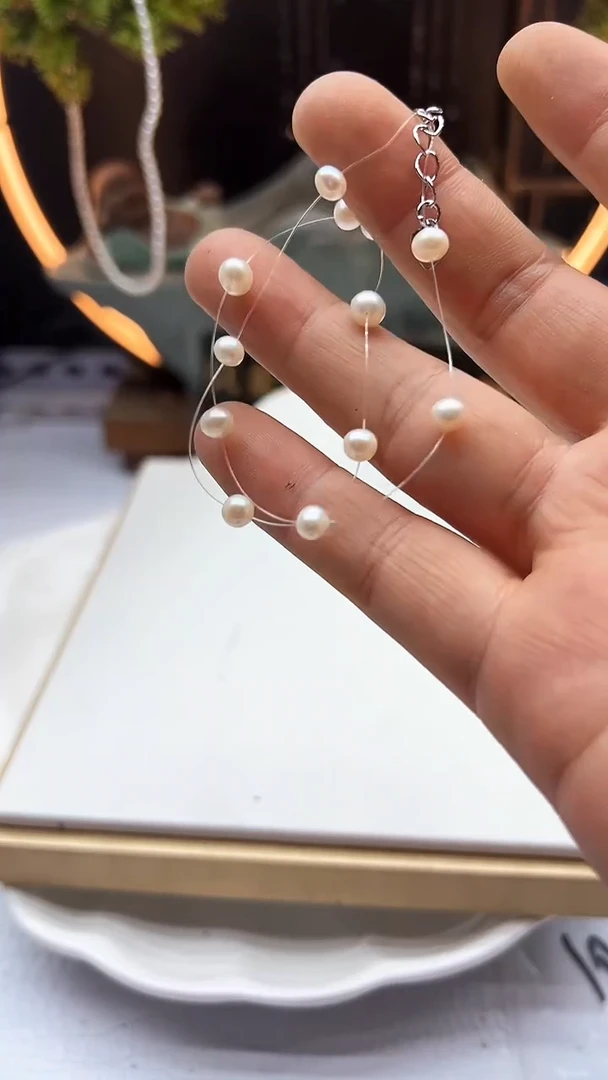 钛钢锁骨链淡水珍珠天然珍珠