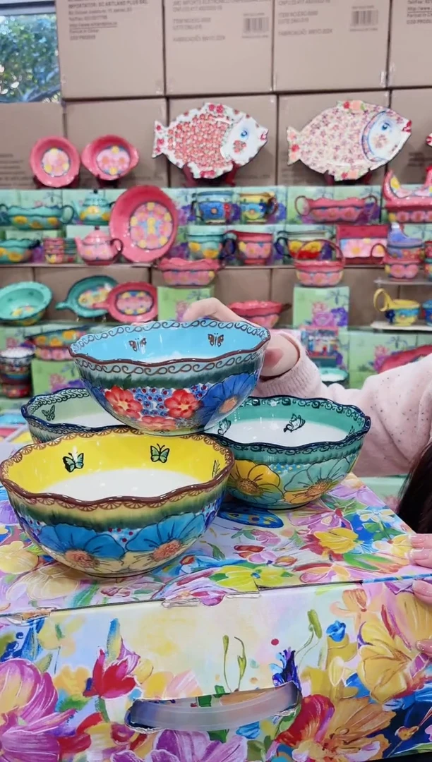 瓷6.5英寸花边面四个（莫妮+碧海+黄+蓝）