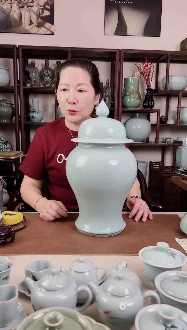 杯纯手工 粉青 将军罐B（大）