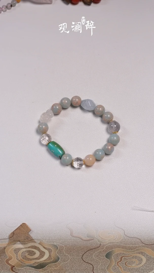 【闪购商品】水晶寿山石多宝银S925镶嵌手链