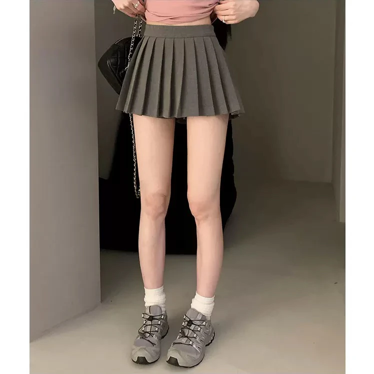 灰色百褶裙少女学院风高腰半身裙女黑色显瘦短裙2025秋季百折裙