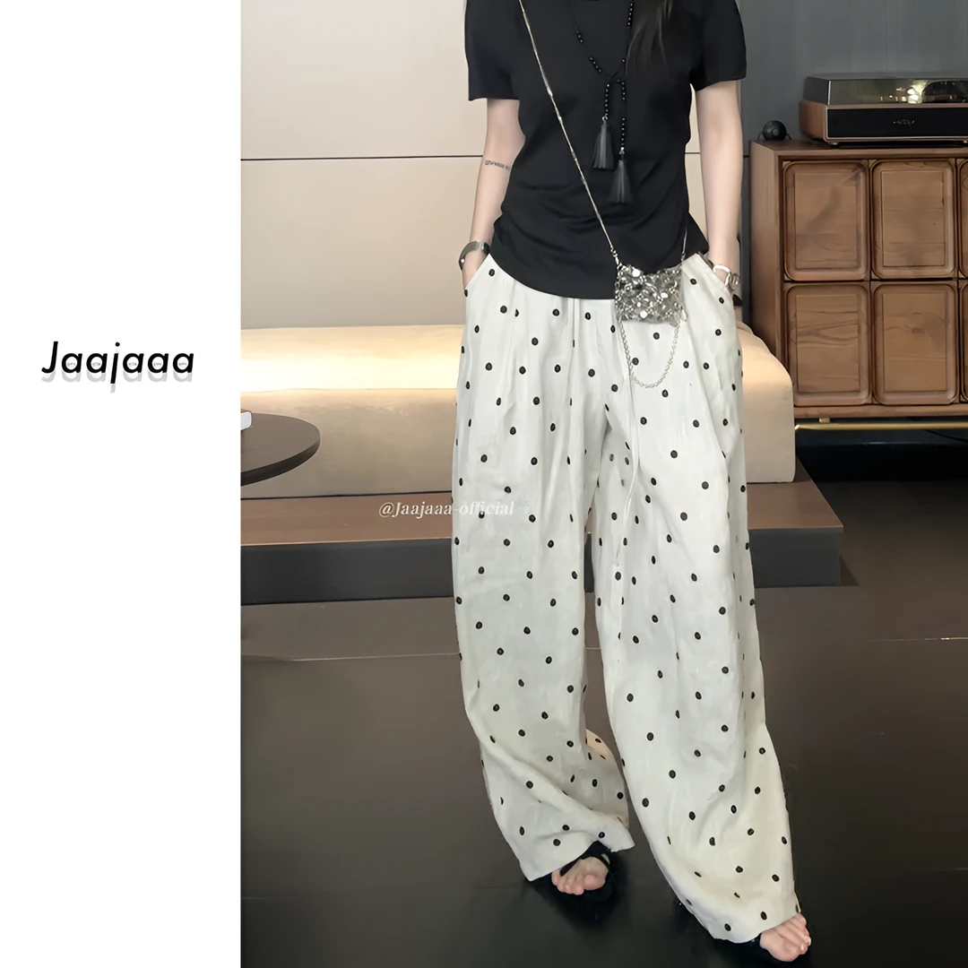 Jaajaaa原野漫游 夏季时尚显瘦松弛感波点刺绣休闲直筒裤 BEXAC