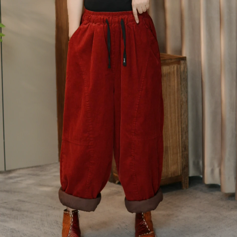 冬季新款灯芯绒炒色夹棉哈伦老爹裤