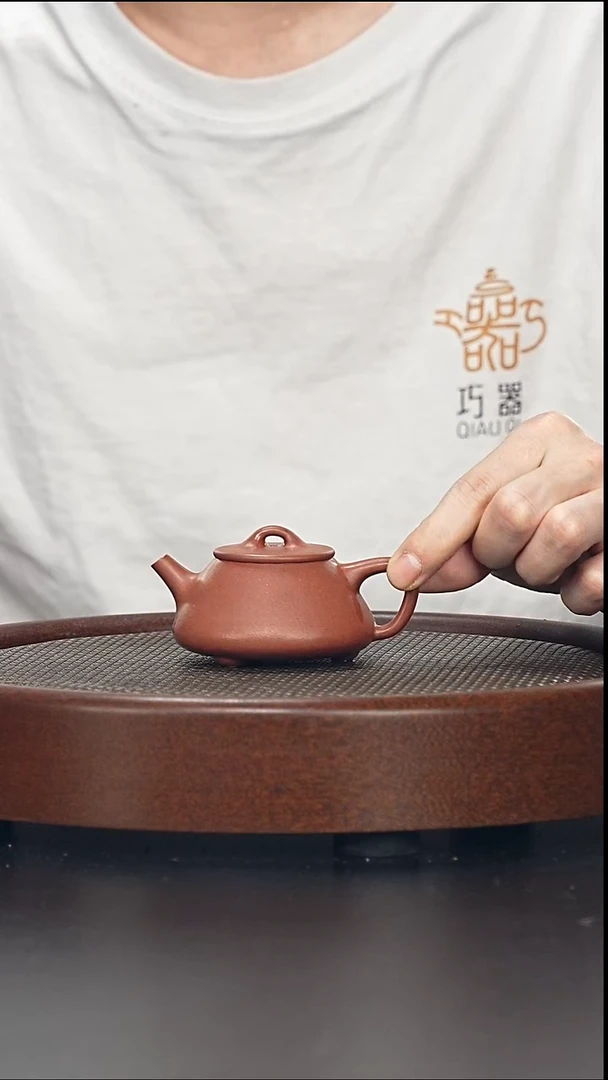 茶壶紫砂小平盖-老红泥-全手工无添加-100cc（完美品）