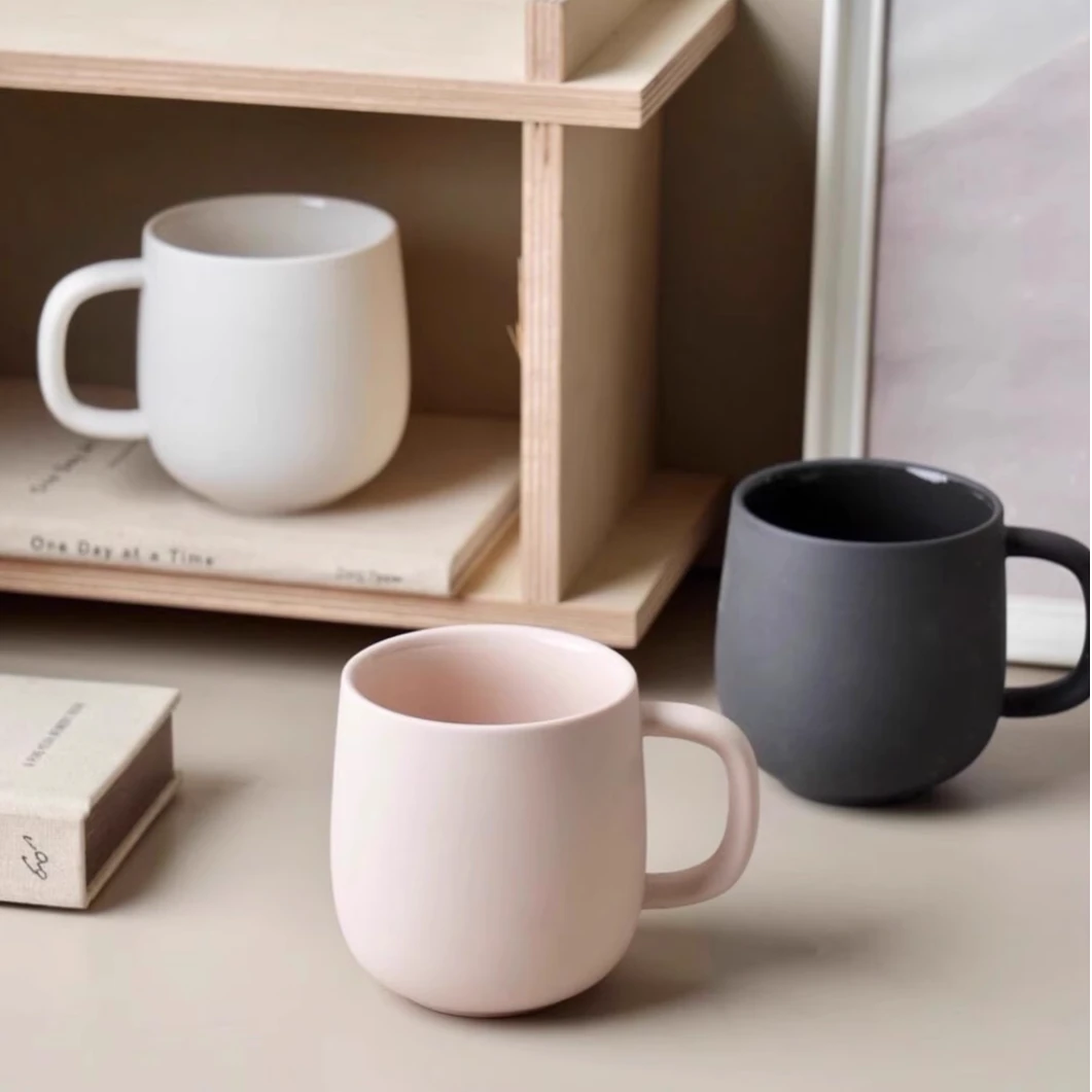 北欧ins风陶瓷马克杯雾面哑光情侣家用喝水杯子创意简约杯纯色杯