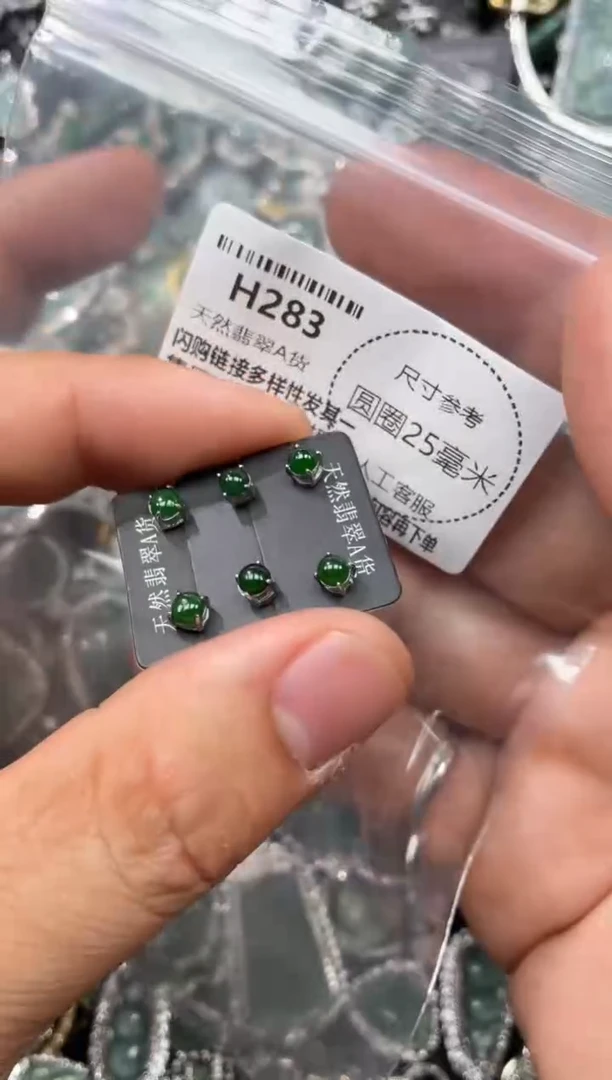 翡翠未镶嵌颈饰H283耳钉 多样性发其一