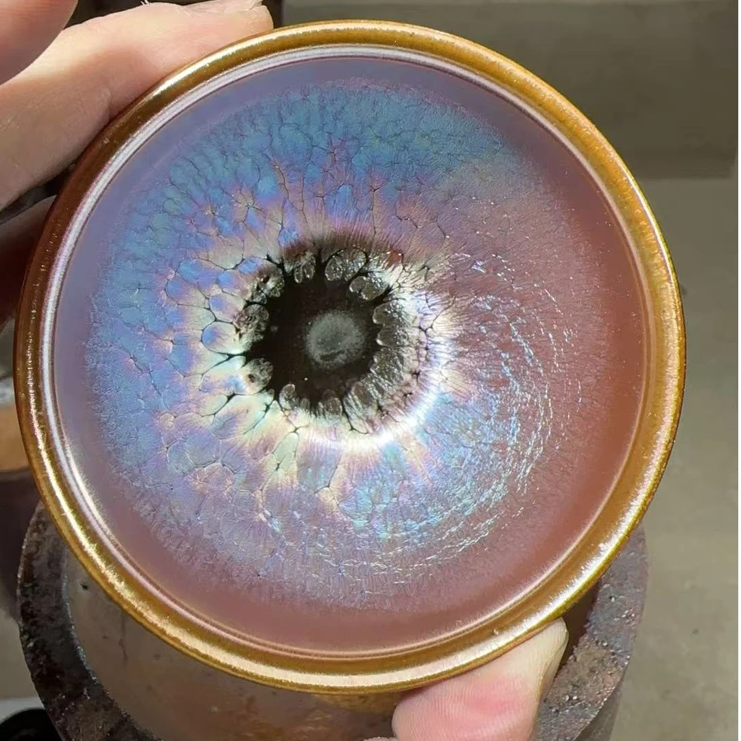 建窑建盏 彩金油滴 茶盏主人杯