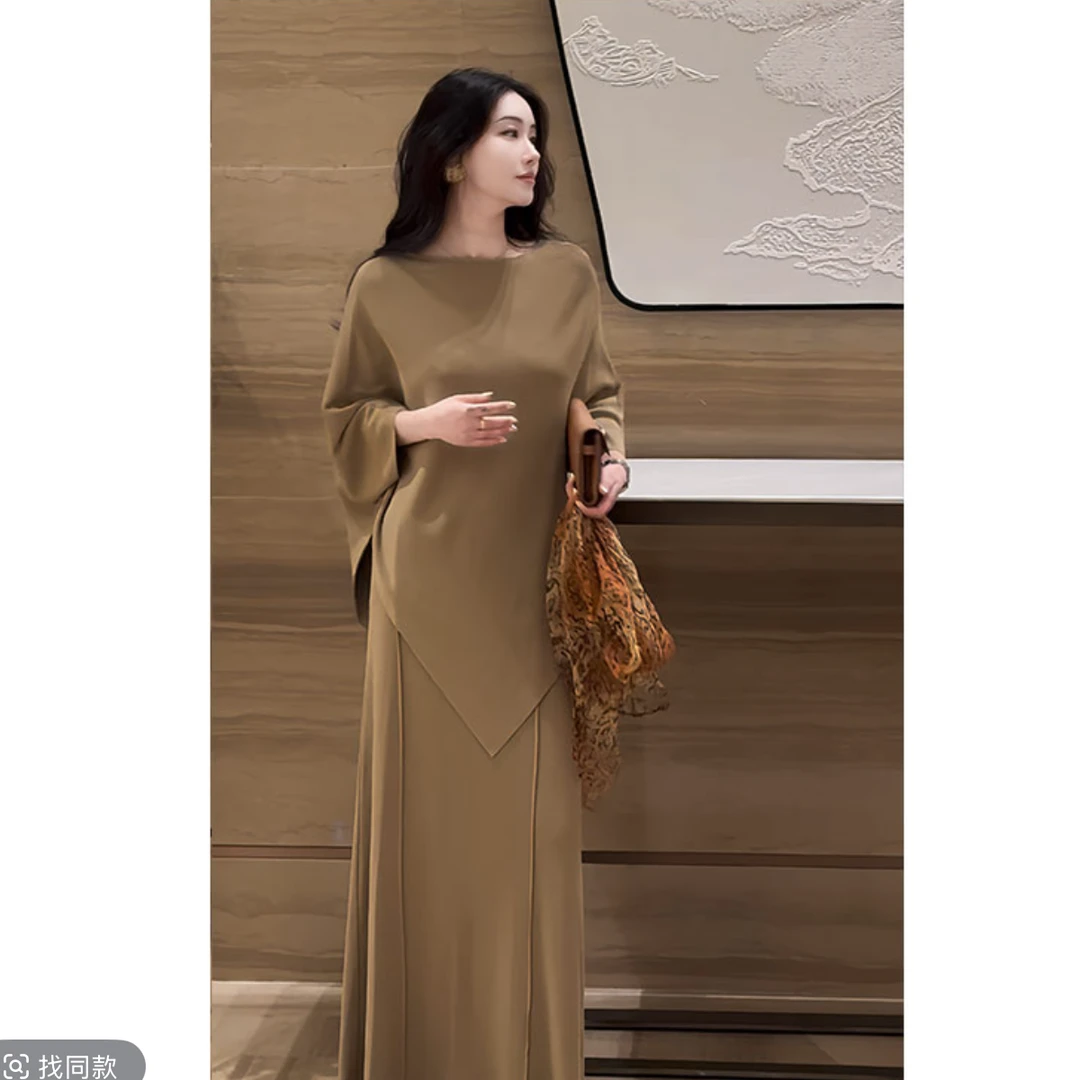 慵懒风极简风时尚套装显瘦上衣+半裙套装#18071