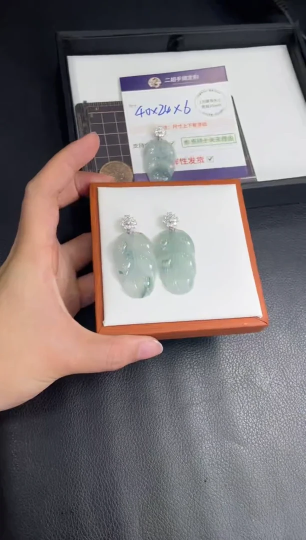 18K金镶嵌挂件翡翠大叶子FL10@多样性发其一CP配银链