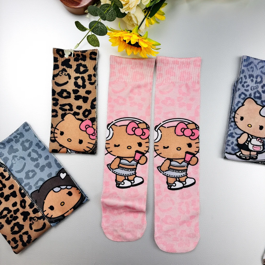 豹纹袜子ins潮袜街头时尚男女个性中筒袜美式秋冬彩色复古韩版袜