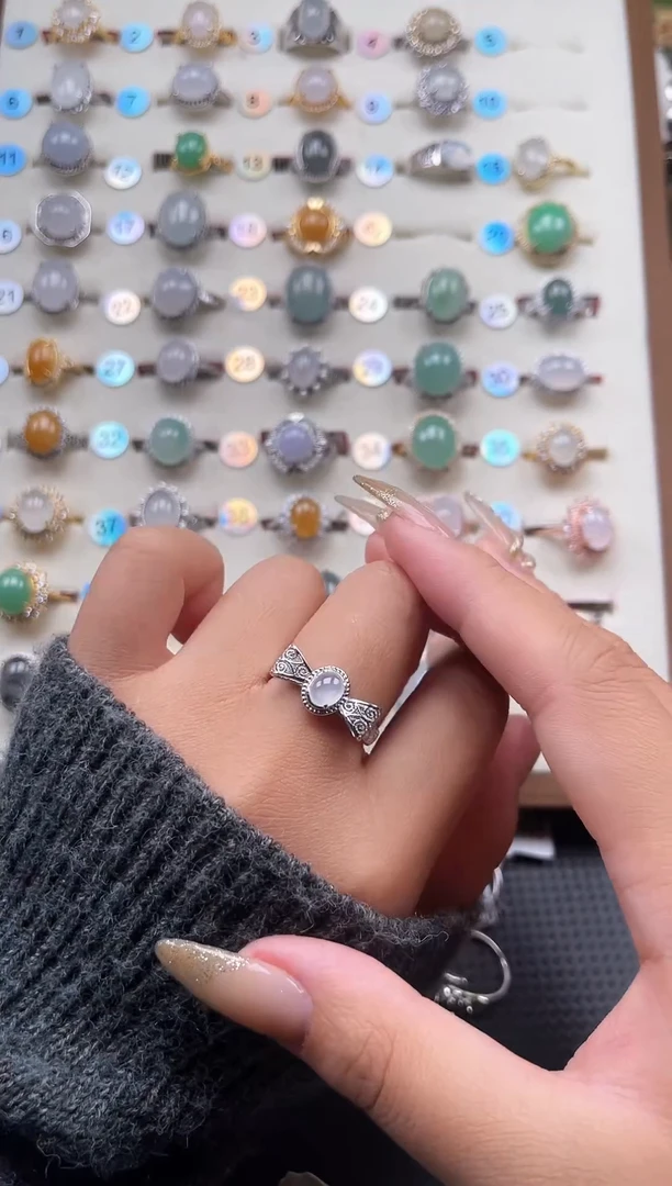 【闪购商品】翡翠戒指银S925镶嵌天然A货翡翠戒指