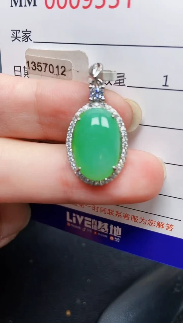 翡翠银S925镶嵌颈饰9551